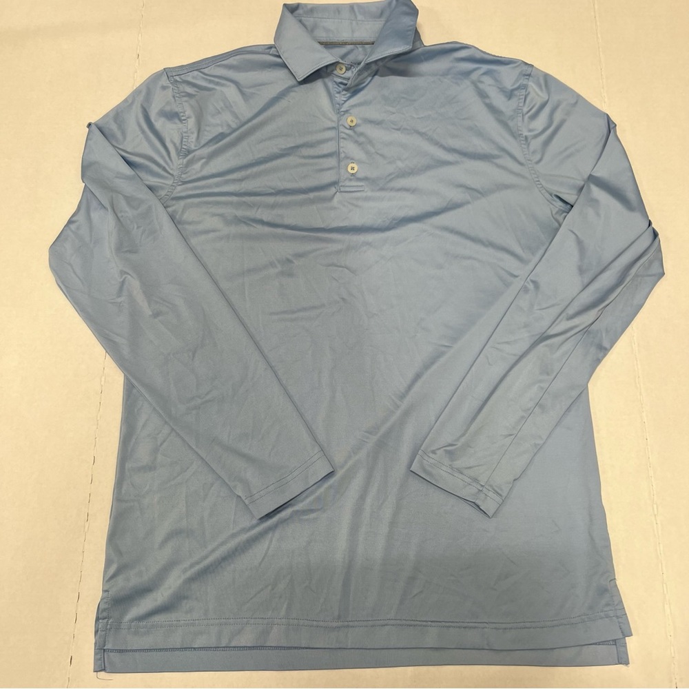 Johnnie O Polo Shirt Mens Small Blue Long Sleeve Golf Preppy Rugby Casual